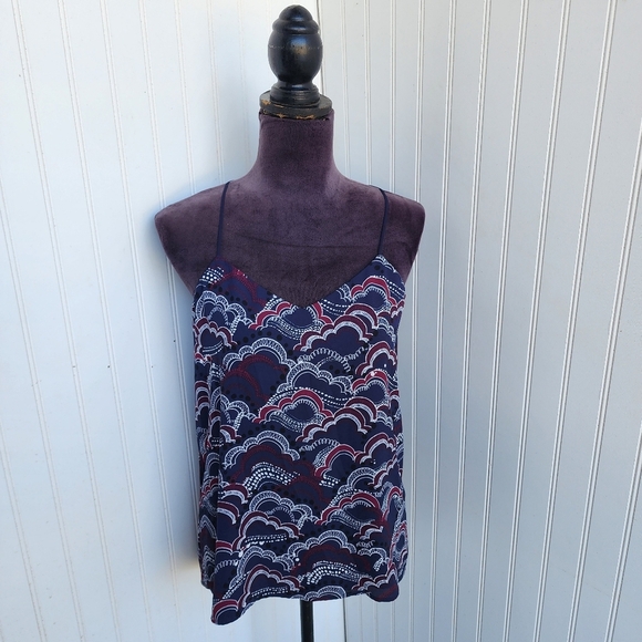 Express Barcelona Tank Top Womens Burgundy Red Blue Navy Reversible V Neck S - Picture 1 of 9
